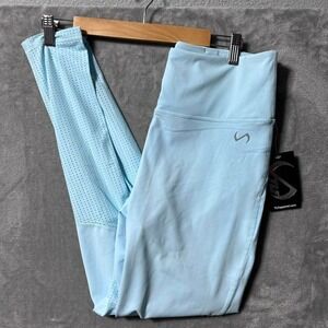 TLF Siren Leggings Surf Blue Womens Large High Waist Mesh Panels Stretch NWT